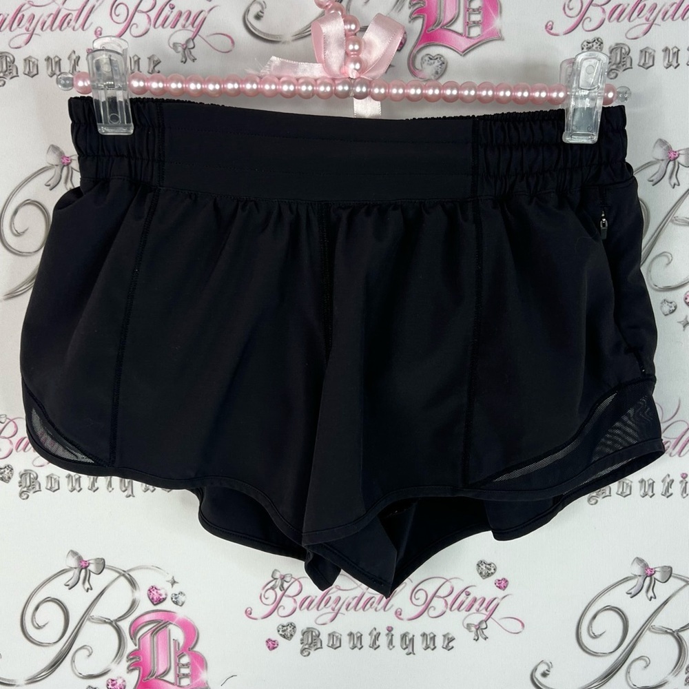 lululemon athletica shorts pockets mesh detail Black Women Shorts